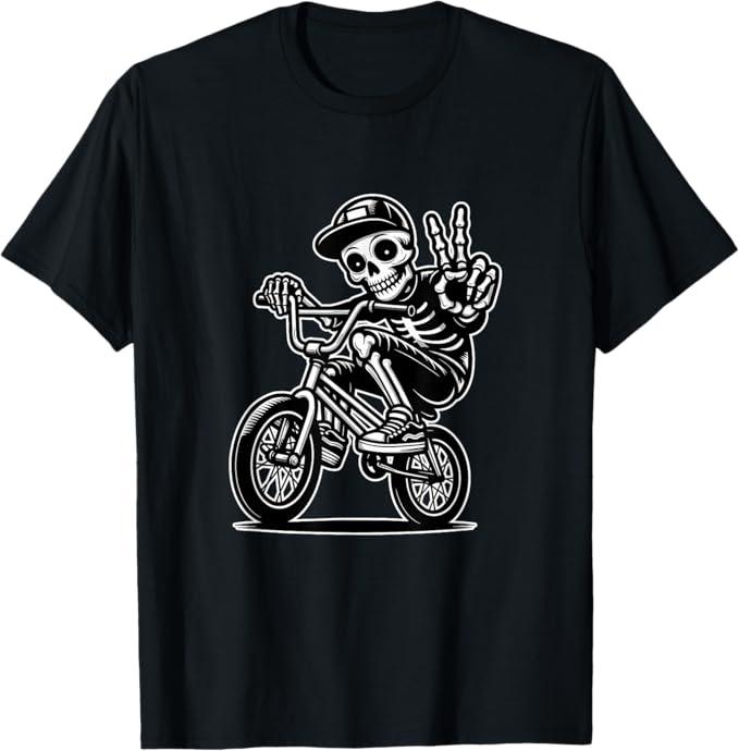 Funny Peace Skeleton BMX Rider BMX Bike Boy T-Shirt, S