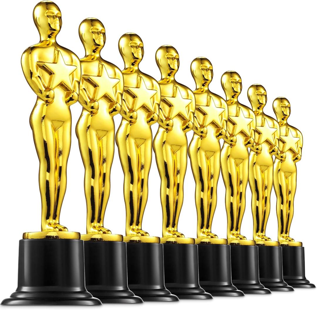 Bedwina Gold Trophy Award Mini Trophies Bulk - (Pack of 12) 6 Inch Tall Plastic Golden Statue Award, Party Themed Decorations, Winners or Appreciation Gifts Game Prizes for Adults & Kids