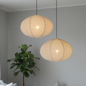 METHEDEECO 2 PCS 20" Handmade Linen Pendant Light Shades, Only Foldable Fabric Hanging Lampshades, Minimalist Boho Large Beige White Lantern Lamp Shades for Bedroom, Living Room, Kitchen Island
