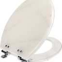 Solutions Deluxe Resin Marble Decorative Elongated Toilet Seat - Modern Home Design, No Slam, Slow Close