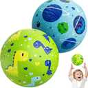 U&C Planet Playground Balls for Toddlers 1-3, 2 Pack 6 inch 8.5 inch Kickball for Kids Outdoor Indoor, Catoon Rubber Balls with Pump, Child Gift for Boys Girls 1-3 3-5 5-10