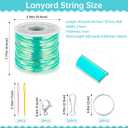 Lanyard String, 20 Rolls Gimp String, Plastic Strings Lacing Cord, Boondoggle Strings Kit 1200 Feet and 52Pcs Keychain Lanyards Accessories for Keychain Crafts, Bracelet with Instruction Box