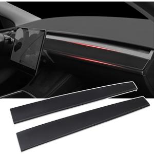 Dashboard Cover Wrap Compatible with Tesla Model 3/ Model Y 2021-2023, ABS Center Console Dashboard Panel Trim Cover Wrap Cap (Matte Black)