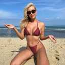 Sexy Bikinis for Women 2 Piece Bikini Spaghetti Strap Swimsuits Solid Color Bathing Swimwear Triangle Bathing Suit (Red, S)