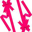 Meseey 6 Pieces Christmas Cabinet Bows Adjustable Straps Large Hot Pink Velvet Cabinet Door Bows for Xmas Kitchen/Garage/Farmhouse Decor (Hot Pink)
