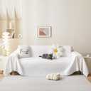 MEETSKY White Couch Cover Chenille Sofa Slipcover for Sectional Sofa Covers Washable, Use Thick Soft Fabric Couch Cover for Dogs, Multi-Use Couch Protector for Living Room, 71" x 118"