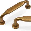 10 Pack Antique Brass Cabinet Pulls 3 Inch(76mm) Kitchen Cabinet Handles Vintage Retro Cabinet Hardware for Drawer Pulls (3" Hole Center)
