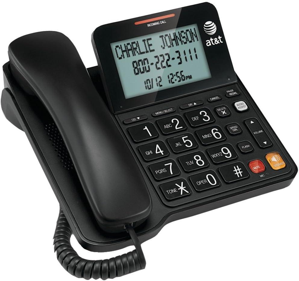 AT&T CL2940 Corded Phone with Speakerphone, Extra-Large Buttons and Tilt Display, Caller ID/Call Waiting, Audio Assist Volume Boost, Black