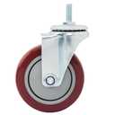 Finnhomy Swivel Caster Wheels 4 Inch Threaded Stem Casters Set of 4 Heavy Duty 3/8"-16 x 1 Anti-wear Polyurethane Industrial Castor Wheels for Cart/Furniture Load Bearing 2200 Lbs Smooth Casters Red