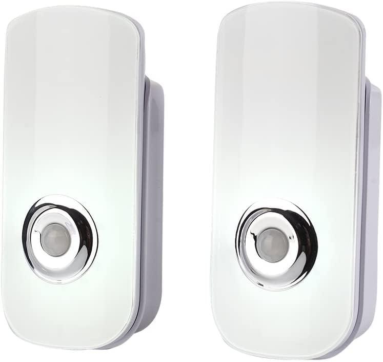 2 Pack LED Night Light, Flashlight Motion Sensor Cut 3-in-1, Rechargeable Emergency Light, Auto Sensing Energy Saving Wall Mount Plug-in Light Portable LED Torch White Small Size