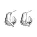 Chunky Gold Hoop Earrings for Women, 14K Gold/Silver Plated Statement Geometric Drop Dangle Earrings Trendy Knot Stud Hypoallergenic Fashionable Gift for Women (Silver)