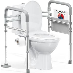 HOMLAND Toilet Safety Rails for Seniors, Adjustable Height & Width, 350 Lbs
Padded Armrests, Foldable Aluminum Toilet Safety Frame, Handicap Toilet Handles for Elderly and Disabled, Fit Any Toilets
