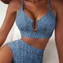 Herseas Womens 2 Piece High Waisted U Wire Bikini Set Floral Print Swimsuit Crisscross Back Bathing Suit Beach Swimwear (Blue, S)