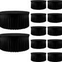 12 Pack 60 Inch Black Round Tablecloth with Skirt, Fitted Table Cover for 5FT Tables, Wrinkle Resistant and Washable Table Cloth for Wedding Party Banquet Buffet Indoor Outdoor Events