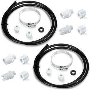 2 Sets Offline Feeder Connection Pack with Saddle Clamp Chlorinator Feeder Hose Tubing Parts with 2 Sets Check Valve Control Valve for CL200 CL220 Offline Replacement