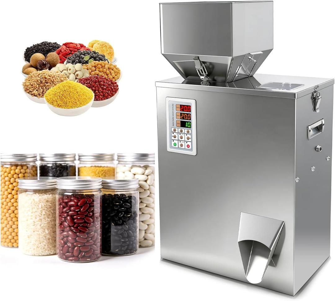 5-500g (0.011-1.1lbs) Powder Filling Machine, Automatic Intelligent Particle Weighing & Dispensing Filler for Tea, Coffee, Flour, Spices, Granules, 10-12 Packs/Min, 110V