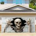 6 x 13 ft Halloween Garage Door Decorations Halloween decorations Witch Door Cover, Hanging Banner, Cauldron Backdrop Mural for Home, Outdoor, Indoor, Spooky Party, Wall, Window (Skull-2, 6 x 13 ft)