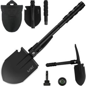 iunio Camping Shovel,Shovel Folding, Portable, Multitool, Foldable Entrenching Tool, Collapsible Spade, for Backpacking, Trenching, Hiking, Survival, Car Emergency