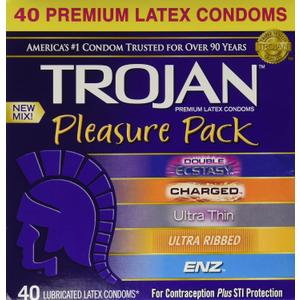 2 x Trojan Pleasure Pack Lubricated Condoms Variety Pack (80 Condoms)