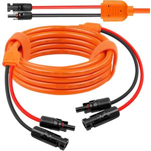 Solar Panel Extension Cable 15FT - MOOKEERF 10AWG+14AWG Solar Wire with Female & Male IP68 Waterproof Connector for RV, Photovoltaic Systems, Home, Boat, Solar Panels, Car