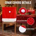 Smiry Christmas Chair Covers Set of 6, Red Santa Hat Chair Back Covers Dining Room, Washable Removable Slipcovers for Christmas Party Holiday Decoration