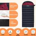 0 Degree Sleeping Bag 100% Cotton Flannel XXL Cold Weather Winter Oversized Sleeping Bag for Adults Camping Zero Degree Big and Tall with Compression Sack, 90" x 39" 20F