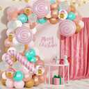 Christmas Gingerbread Balloon Arch Garland Kit, Xmas Pink Green Balloons with Foil Balloons for Christmas Party Decorations Xmas New Year Birthday Party Supplies