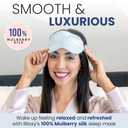 Blissy Silk Sleep Mask - Eye Sleeping Mask for Women & Men for Total Blackout - 100% Pure Mulberry Silk, 22 Momme 6a Fibers - Blindfold Sleep Mask Side Sleeper Eye Cover (Sky Blue)