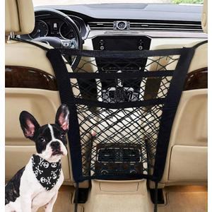 Dog Barrier for SUV- Universal Mesh Pet Divider Storage Net & Pet Barrier Between Seats, Easy Install, Car Divider for Driving Safely with Children & Pets