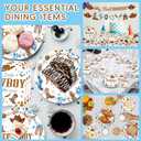 My First Rodeo Decorations Boy 63 PCS Cowboy Birthday Party Decoration Set Blue Brown Party Decor Supplies with Banners Paper Dinner Dessert Plates Napkins Tablecloth Tableware