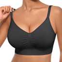 FeelinGirl Supportive Bras Bralettes for Women: Seamless Comfortable Full Coverage Bras with Removable Padded for Everyday (XX-Large, Black)