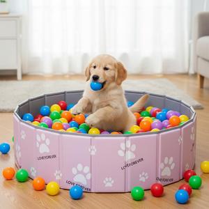 47in Large Dog Ball Pit  Foldable Pet Playpen Ball Pool for Dogs, Puppies and Cats, Indoor Outdoor Playpen (Balls Not Included) (Pink)