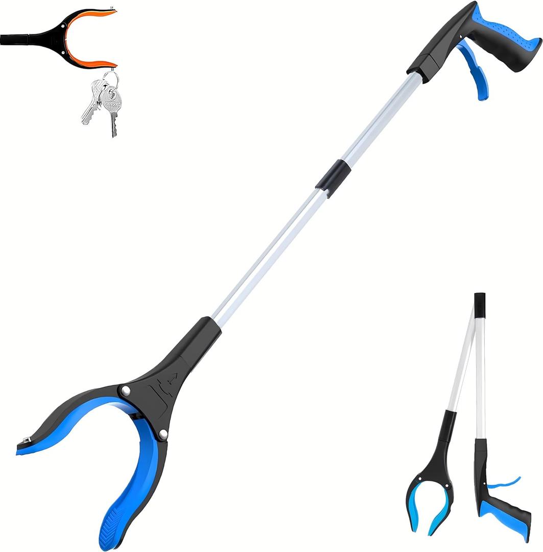 Grabber Reacher Tool - 32 Extra Long Foldable Gripper and Reaching Tool - Heavy Duty Pick Up Stick Grabbers for Seniors, Trash, Surgery Recovery Must Haves Gifts (Blue)