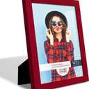 Renditions Gallery 8x10 inch Picture Frame Modern Style Wood Pattern and High Definition Glass Ready for Wall and Tabletop Photo Display, Red Frame