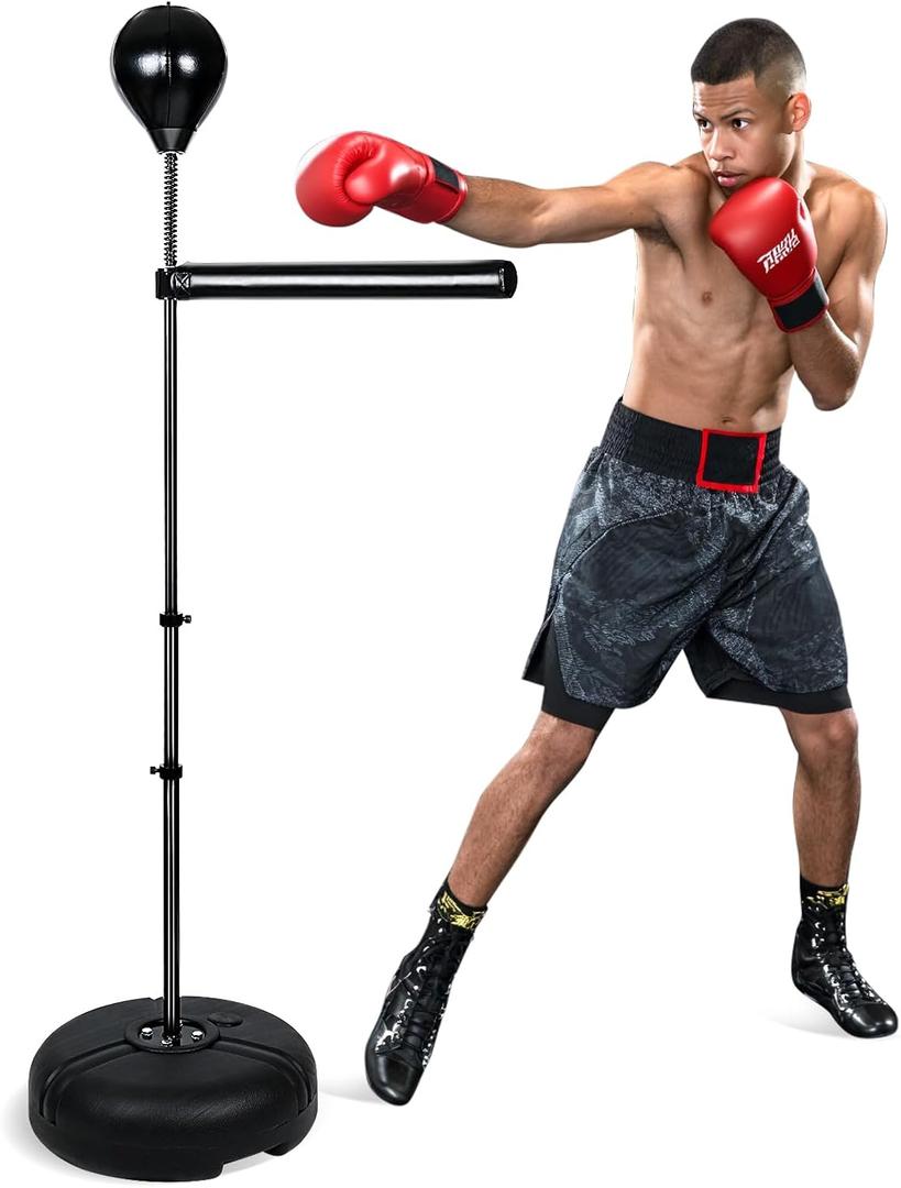 INNOLIFE Speed Punching Bag - Adjustable Reflex Trainer for Adults, Height-Adjustable Boxing Bar with Durable Stand for Home Gym, Stress Relief & Fitness Training