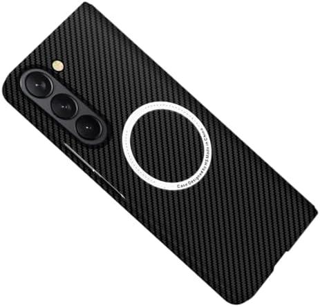 FLURIKA Magnetic Case for Samsung Galaxy Z Fold 7, Compatible with MagSafe Carbon Fiber Slim Thin Lightweight Aramid Fiber PC Back Anti Scratch Drop Protection Rugged Shockproof Cover, Black