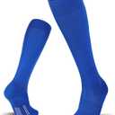 FITRELL 2/3 Pack Soccer Socks Baseball Softball For Youth Kids Boys Girls, Over-The-Calf Football Socks for Adult Men Women (Blue, S)