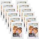 Lyeasw 4x6 Picture Frames White 12 Pack, Multi 4 by 6 Photo Frame with HD Glass for Wall Mount or Tabletop Display