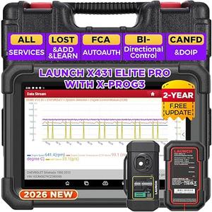 Launch X431 Scanner 1MM0 Elite with X-PROG3(Valued $800),ECU C l0ne Tool
Bi-Directional Control All System Scan Tool with CANFD & DOIP, 39+ Reset, Active Test ，FCA SGW Automotive Tool, 2 Yrs Update