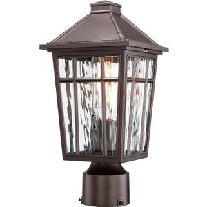 Darkaway Outdoor Post Lights Lamp Post Light Fixture, Waterproof Aluminum Housing with Water Ripple Glass, Fence Post Deck Lighting for Garden Patio Pathway (Medium-1 Pack, Oil-Rubbed Bronze)