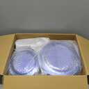 350PCS Clear Blue Plastic Plates for 50 Guests, Disposable Dinnerware Set for Party and Graduation, Includes 100 Plastic Plates, 50 Pre Rolled Napkins with Gold Silverware, 50 Cups