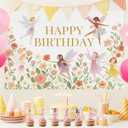 Fairy Birthday Party Decorations for Girls  Fairy Cupcake Toppers with Banner or Backdrop, Fairy Tale Theme Baby Shower & Party Supplies (Cupcake Topper + Backdrop)