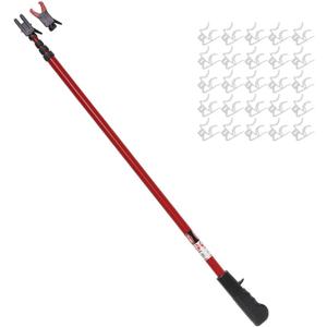 PRO MAX Dual Head Telescoping Pole | Light Hanging Kit for Hanging String Lights, Decorations, Garlands, 11ft Reach, Compatible with Gutters, Shingles, Eaves, 25 Light Clips Included