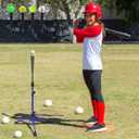 BaseGoal Batting Tee Baseball Tee,Softball Travel Portable Tee Tripod Stand Rubber Tee for Batting Training Practice with Carrying Bag