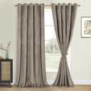 DWCN Velvet Curtains Extra Wide - Taupe Elegant Super Soft Bundleable Room Darkening Window Curtains Grommet Design Neutral Style Window Dressing for Bedroom/Living Room, W60 x L96, 2 Panels (60"W x 96"L (Pack of 2))