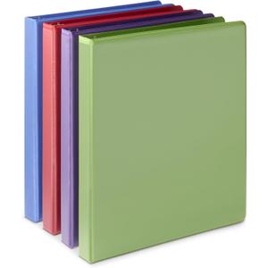 Amazon Basics Economy 3 Ring Binder, 1/2 Inch D-Ring, Easy Lock and Release, Holds up to 120 Sheets, 2 Pockets, Assorted Colors, 4-Pack