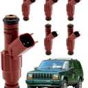 Fuel Injectors (6 PCS), 12 Holes, 4.0 3.9 3.8 3.7 3.0 L, Compatible with 1999-2007 Jeep Grand Cherokee/Laredo/Liberty/Wrangler, Ford Mustang/Focus/Escape, Dodge Dakota/Ram 1500, OE#0280156161, 63844