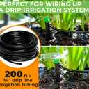 CARPATHEN 1/4 Drip Irrigation Tubing - 200 ft Black Drip Irrigation Hose Perfect for DIY Garden Irrigation System, Hydroponics, Misting, or as Blank Distribution Tubing for Any Garden Project