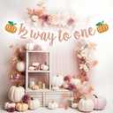 10 x Pumpkin 1/2 Way to One Banner, Fall Half Birthday Decorations Girl, Happy 6 Months, Little Pumpkin Baby Shower Birthday Party Decorations, Rose Gold Glitter