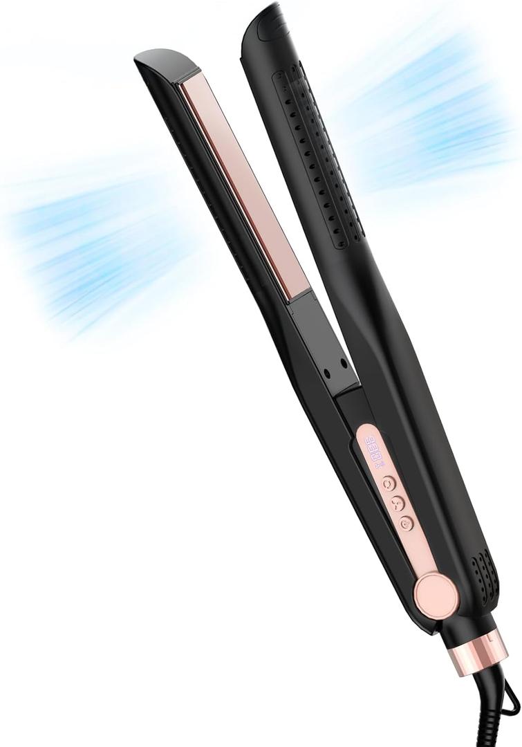 SKIMI Airflow Styler, Titanium Flat Iron Hair Straightener and Curling Iron with Cooling Air Vents to Lock in Style, 5 Temps, Dual Voltage, Auto Off